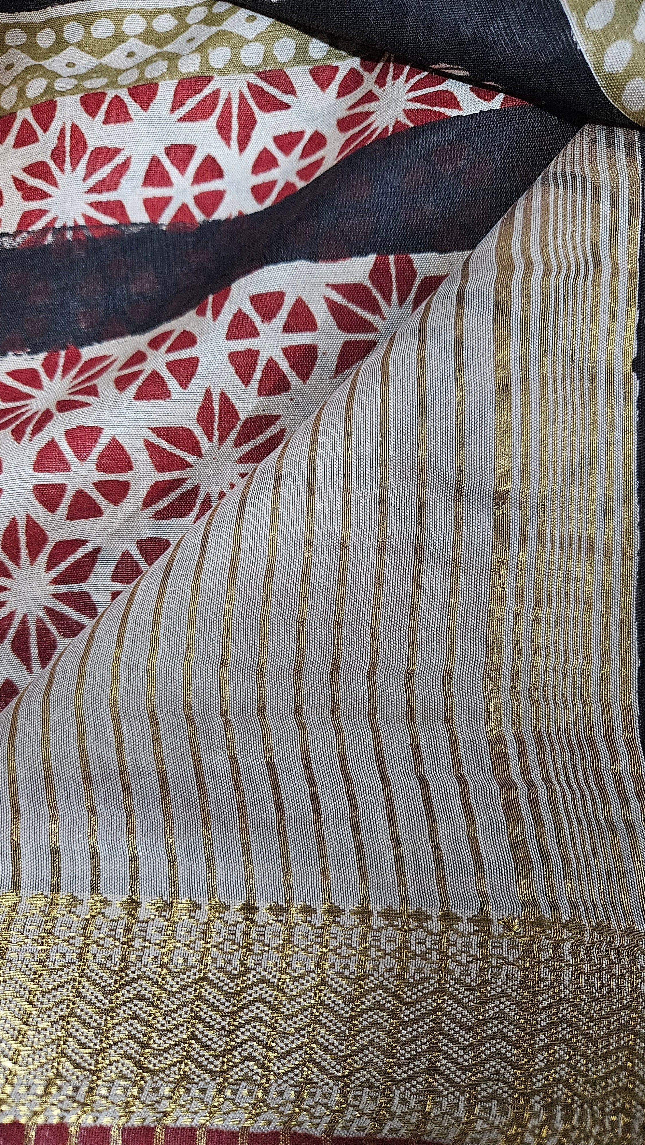 Maheshwari Art Silk Block Print Saree - Bagru Print KM4B005