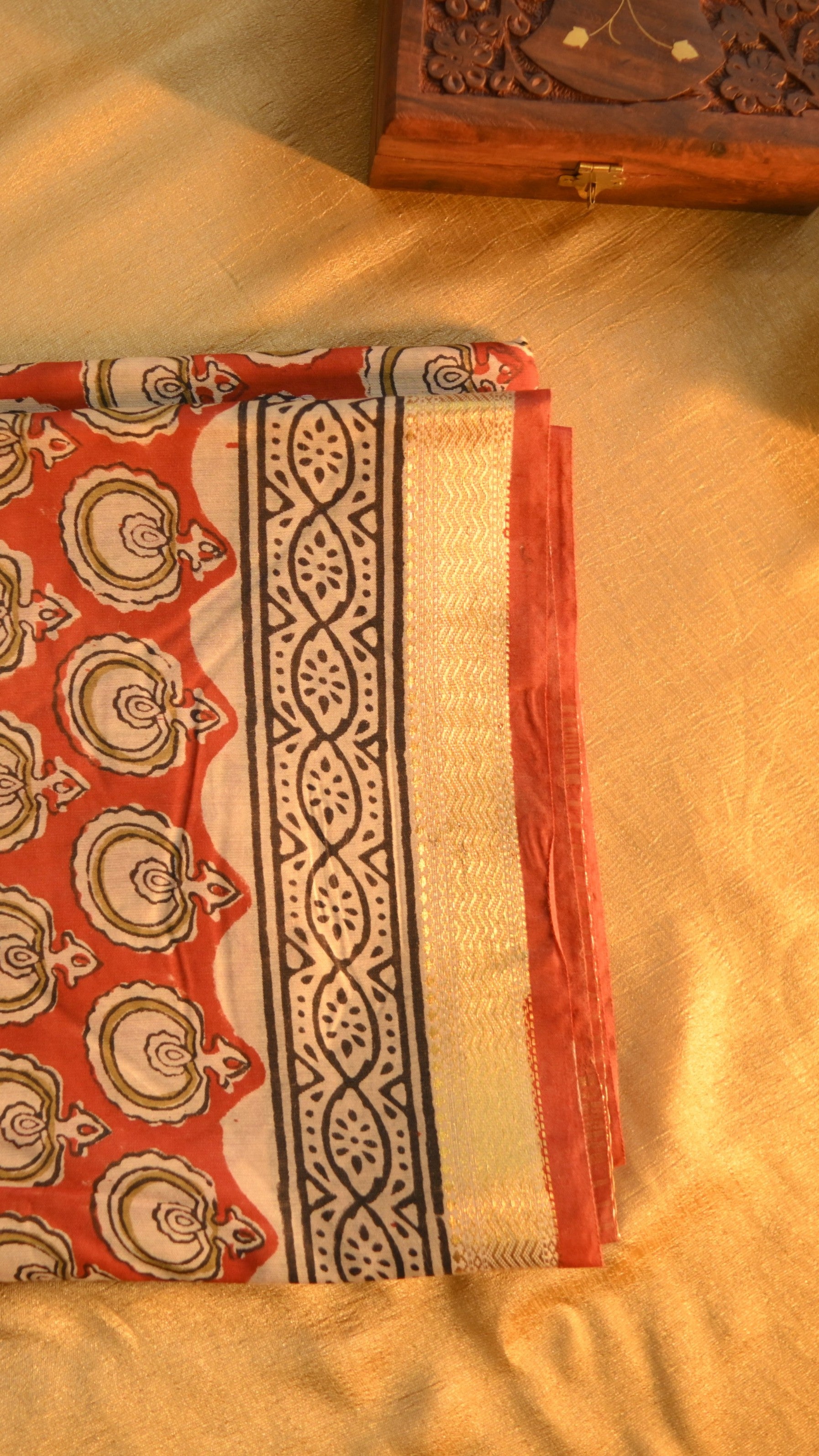 Maheshwari Art Silk Block Print Saree - Bagru Print KM4B005