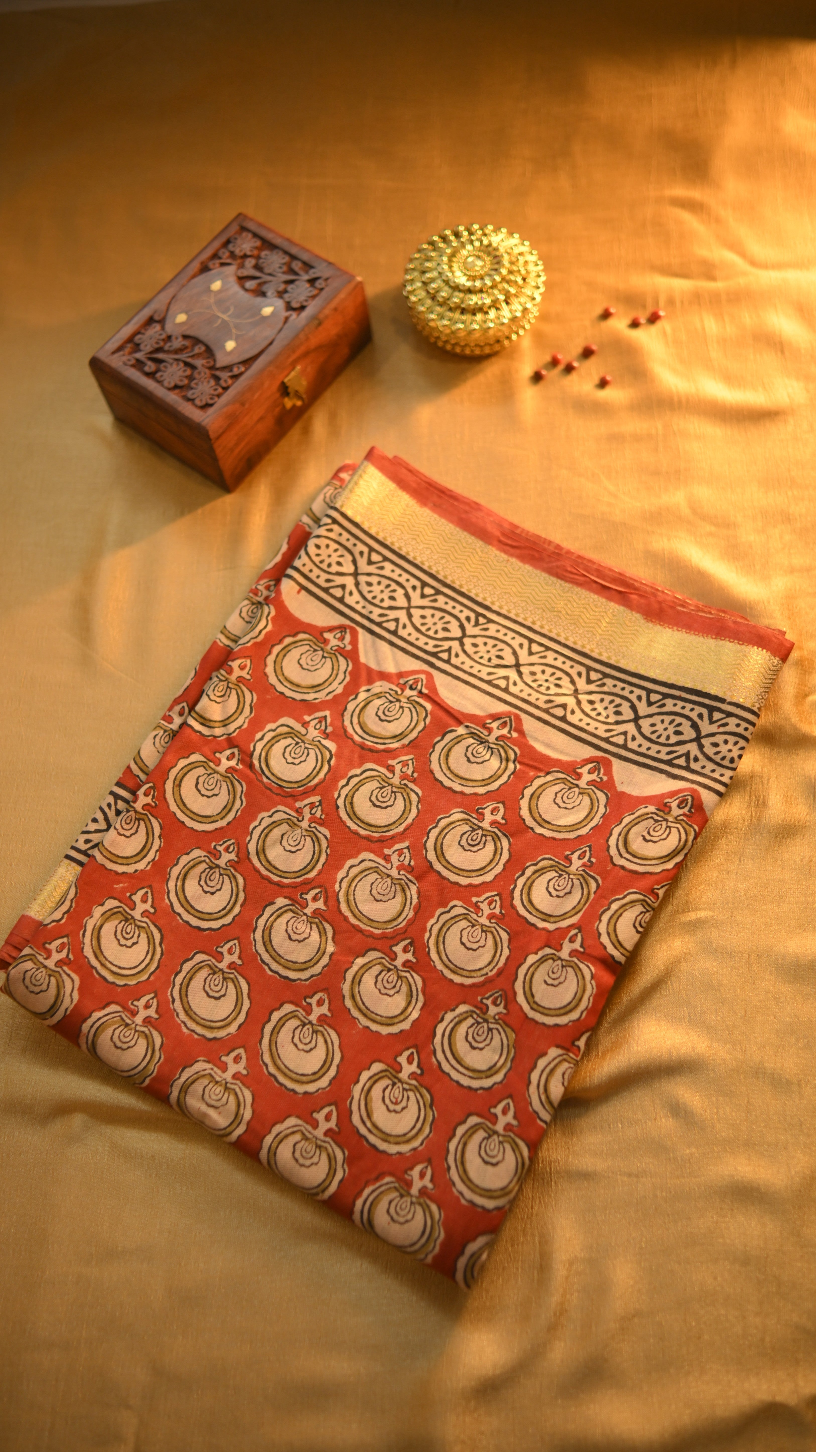 Maheshwari Art Silk Block Print Saree - Bagru Print KM4B005