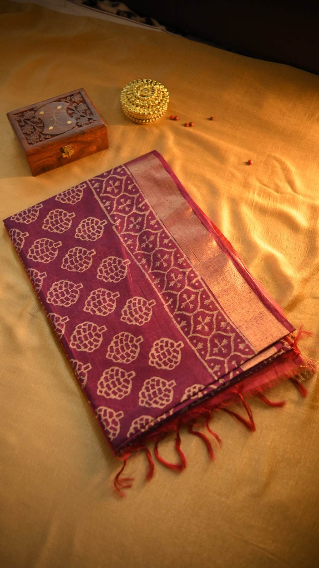 Handloom Baffta Block Printed Saree KM4B027