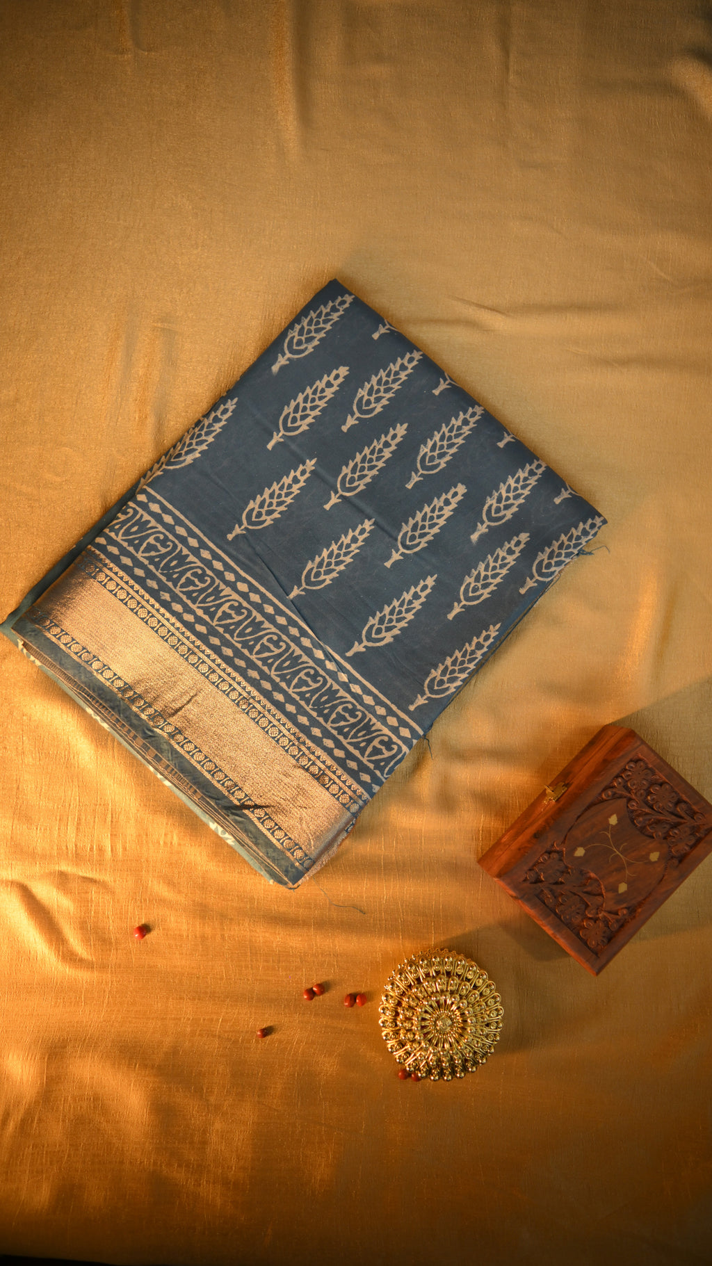 Maheshwari Art Silk Block Printed Saree KM4B009