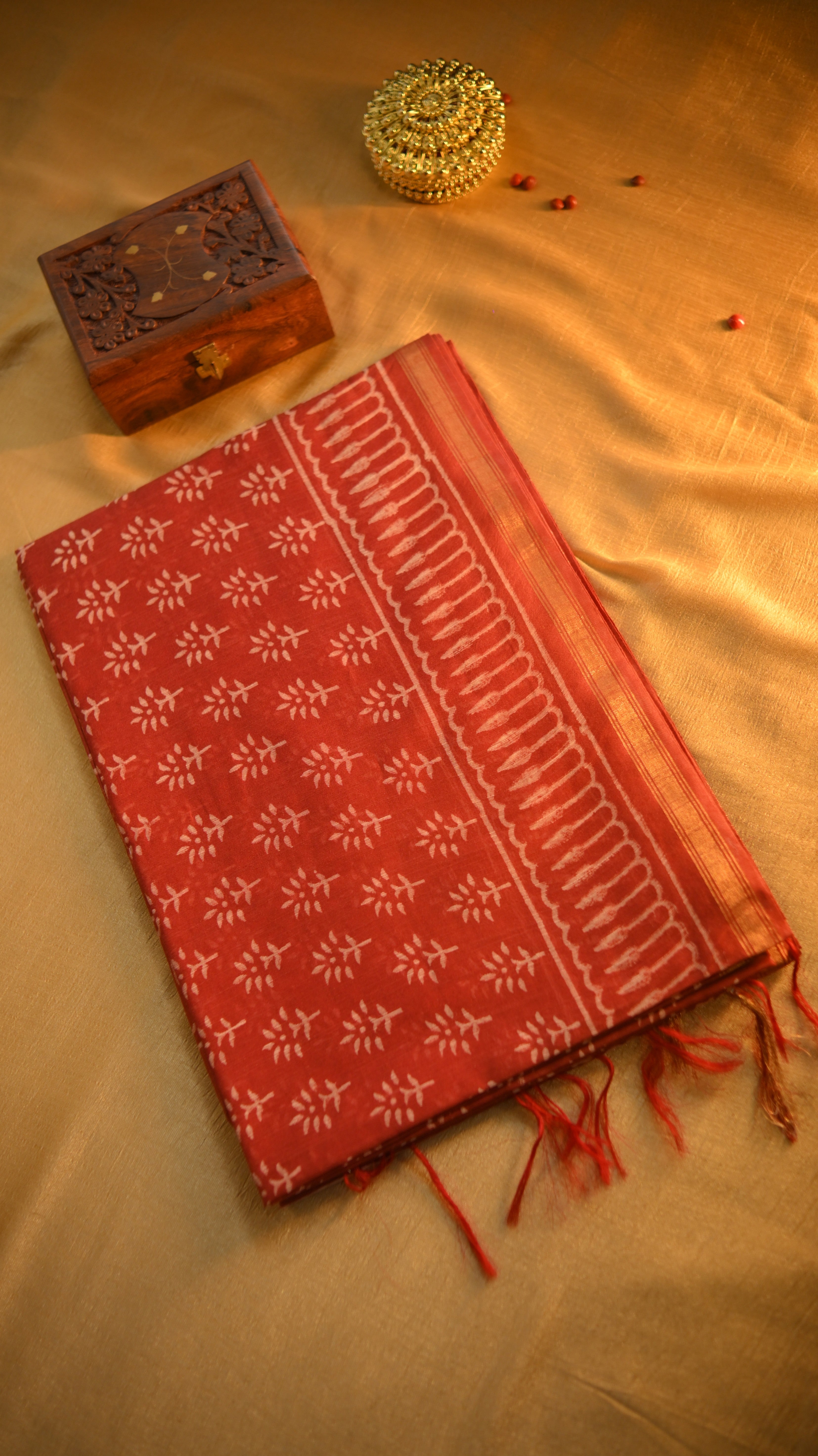 Handloom Art Silk Block Printed Saree KM4B017