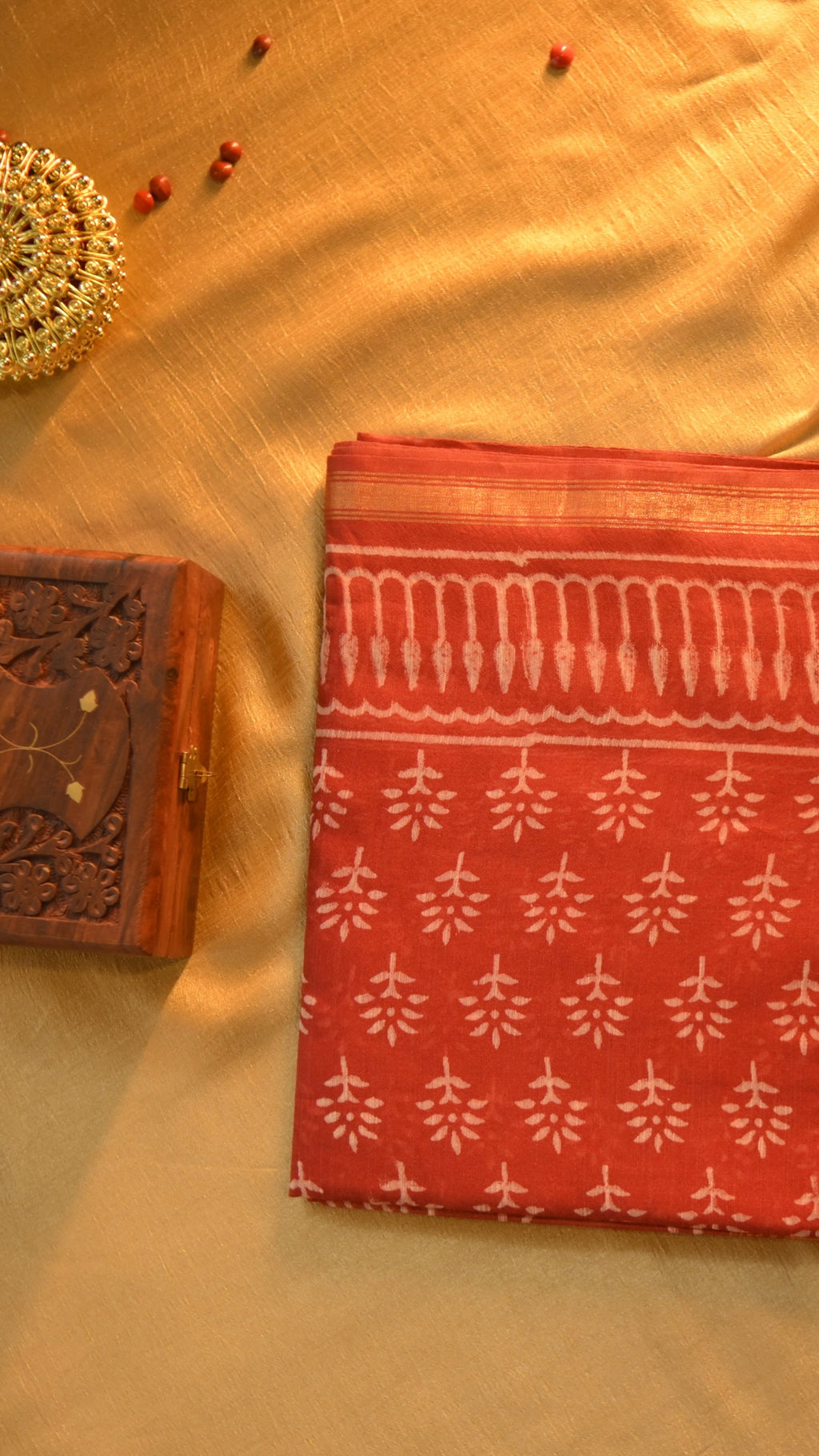 Handloom Art Silk Block Printed Saree KM4B017