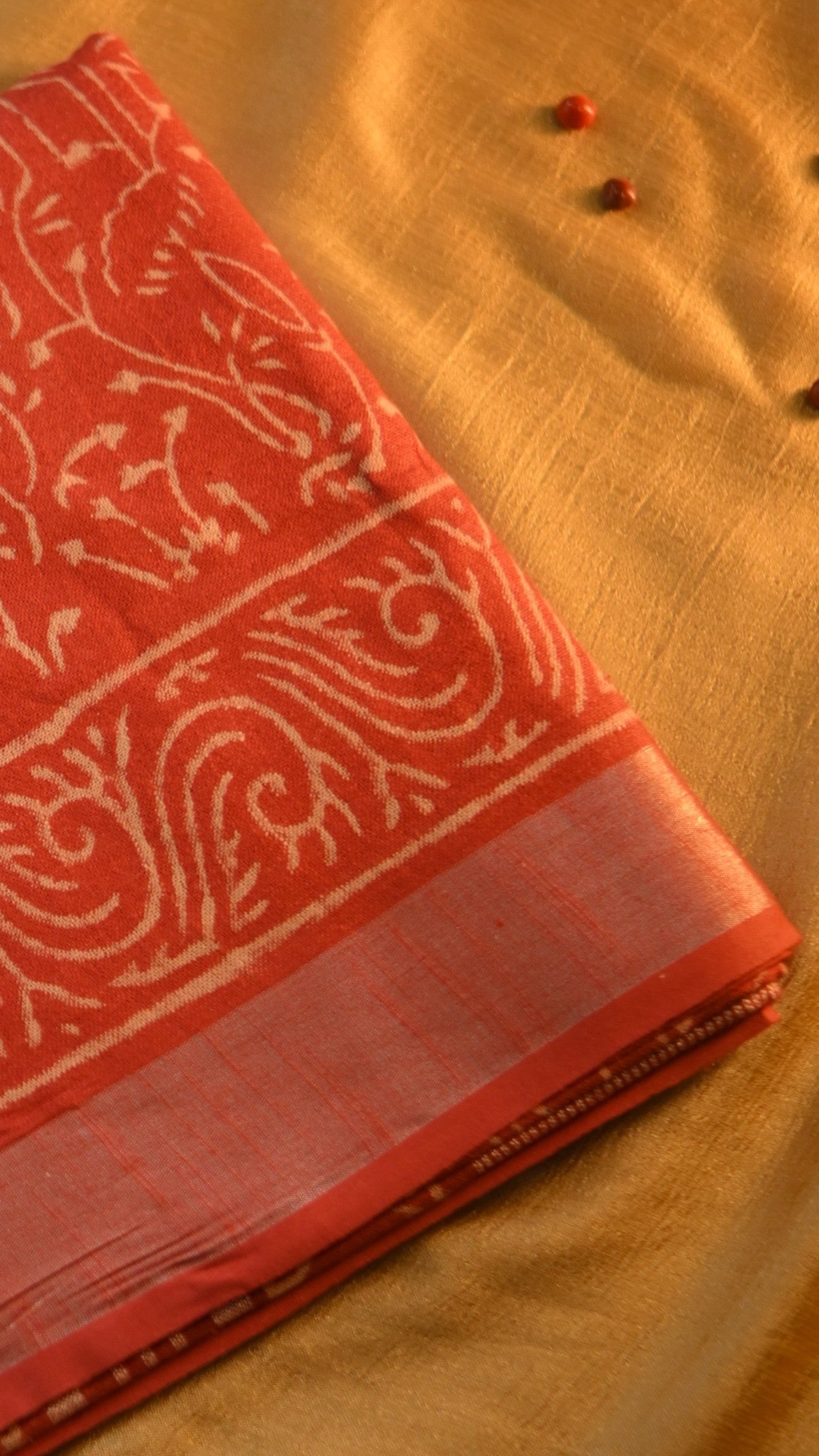 Linen Art Silk Block Printed Saree KM4B026