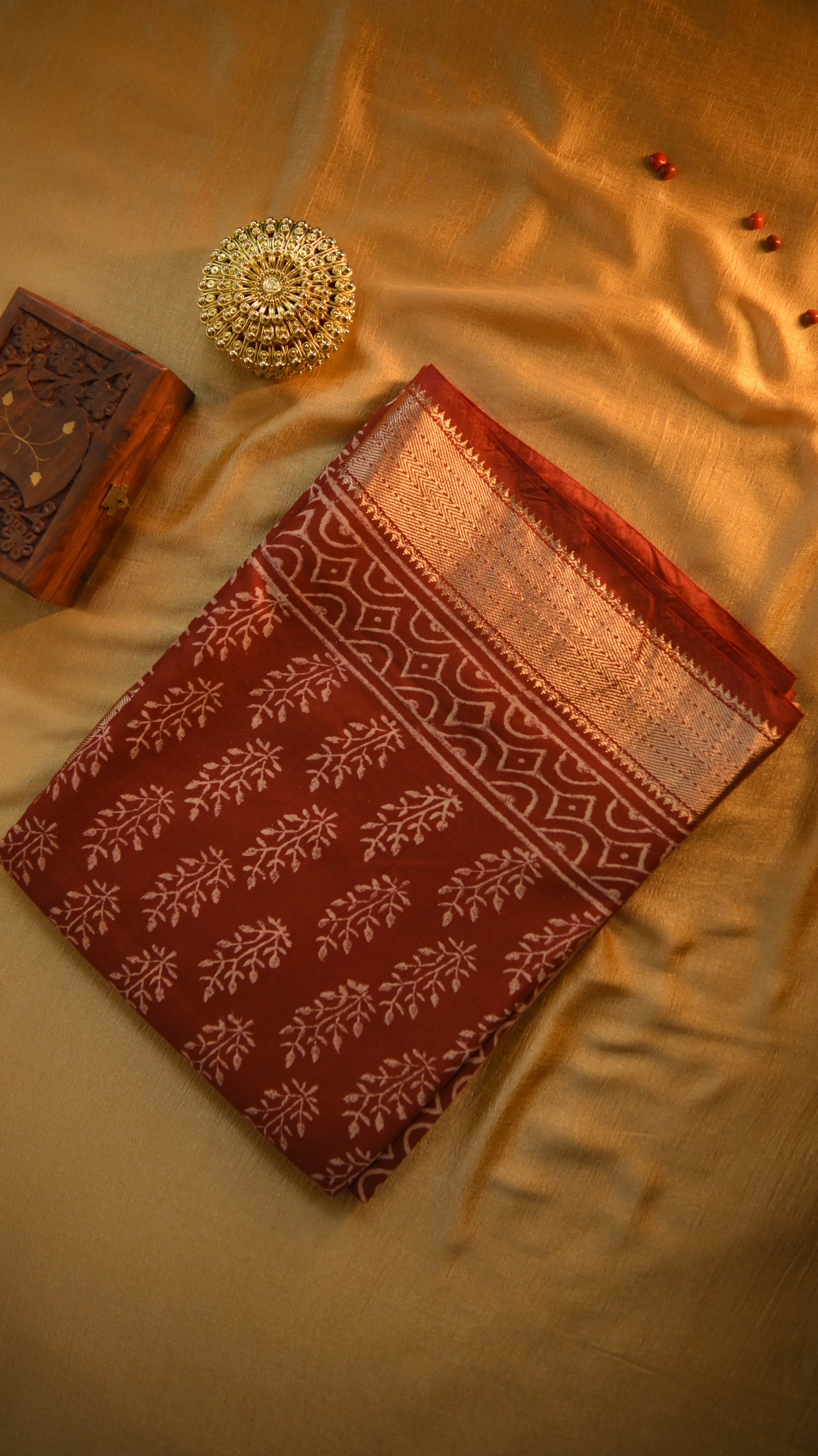 Maheshwari Art Silk Block Printed Saree KM4B008