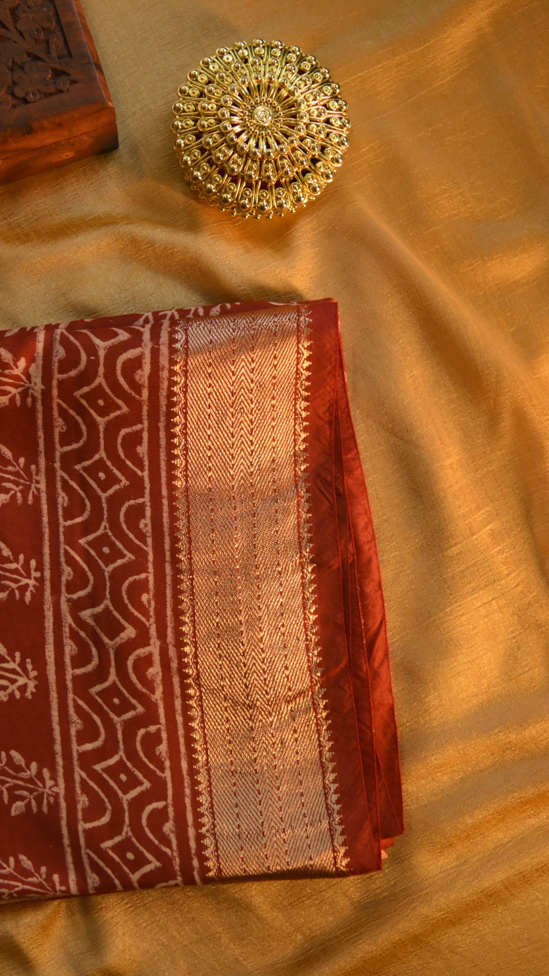 Maheshwari Art Silk Block Printed Saree KM4B008