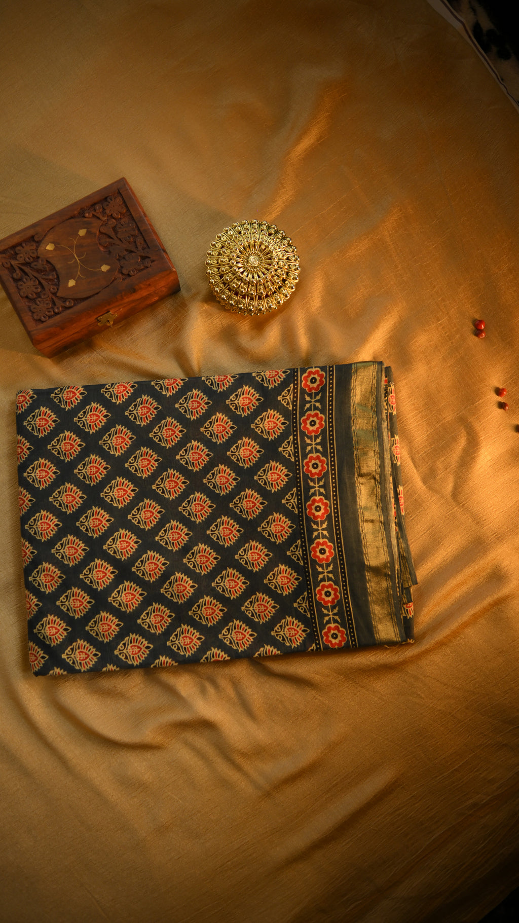 Cotton Jari Jaipur Screen Print Saree KM4B001