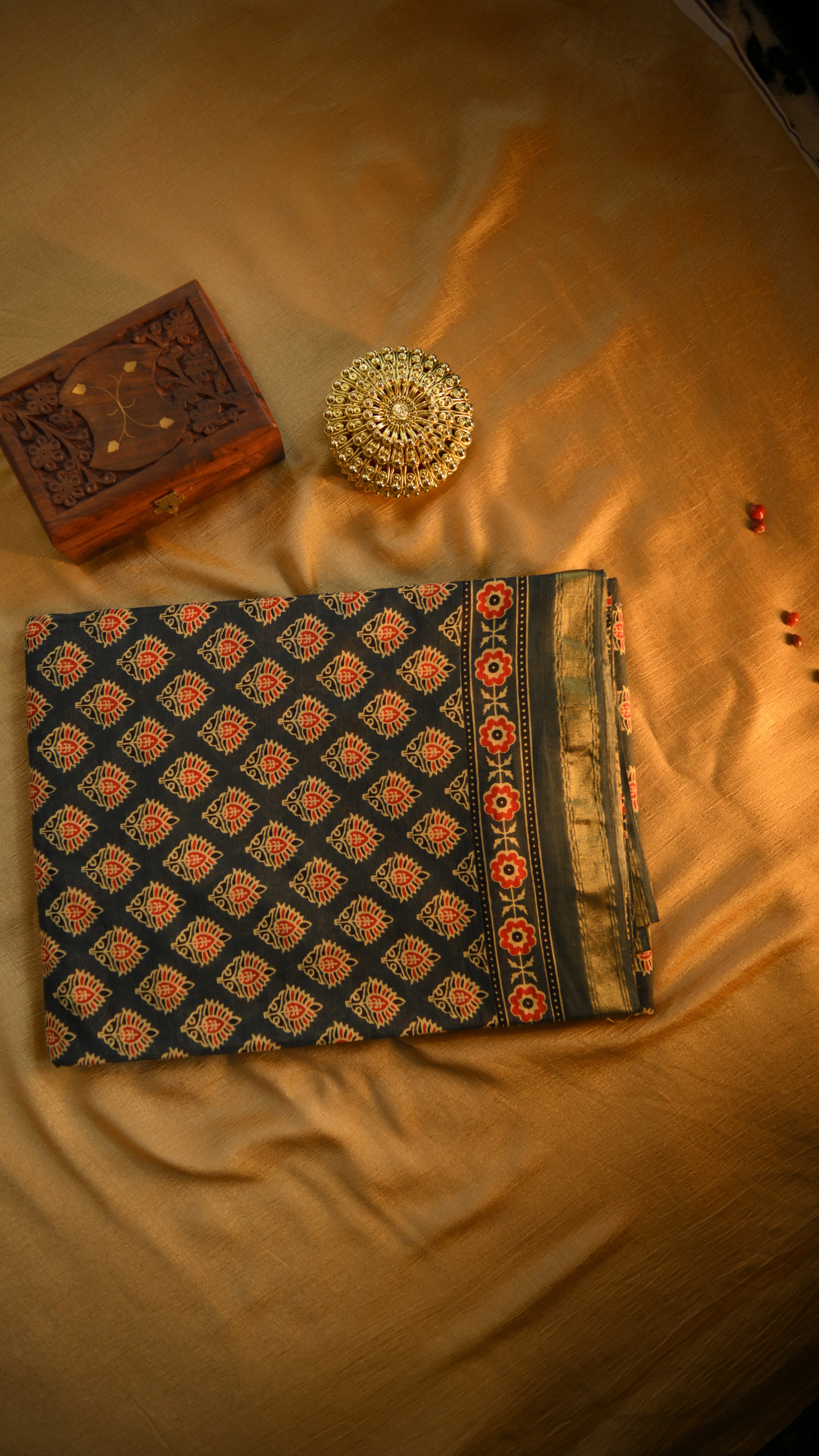 Cotton Jari Jaipur Screen Print Saree KM4B001