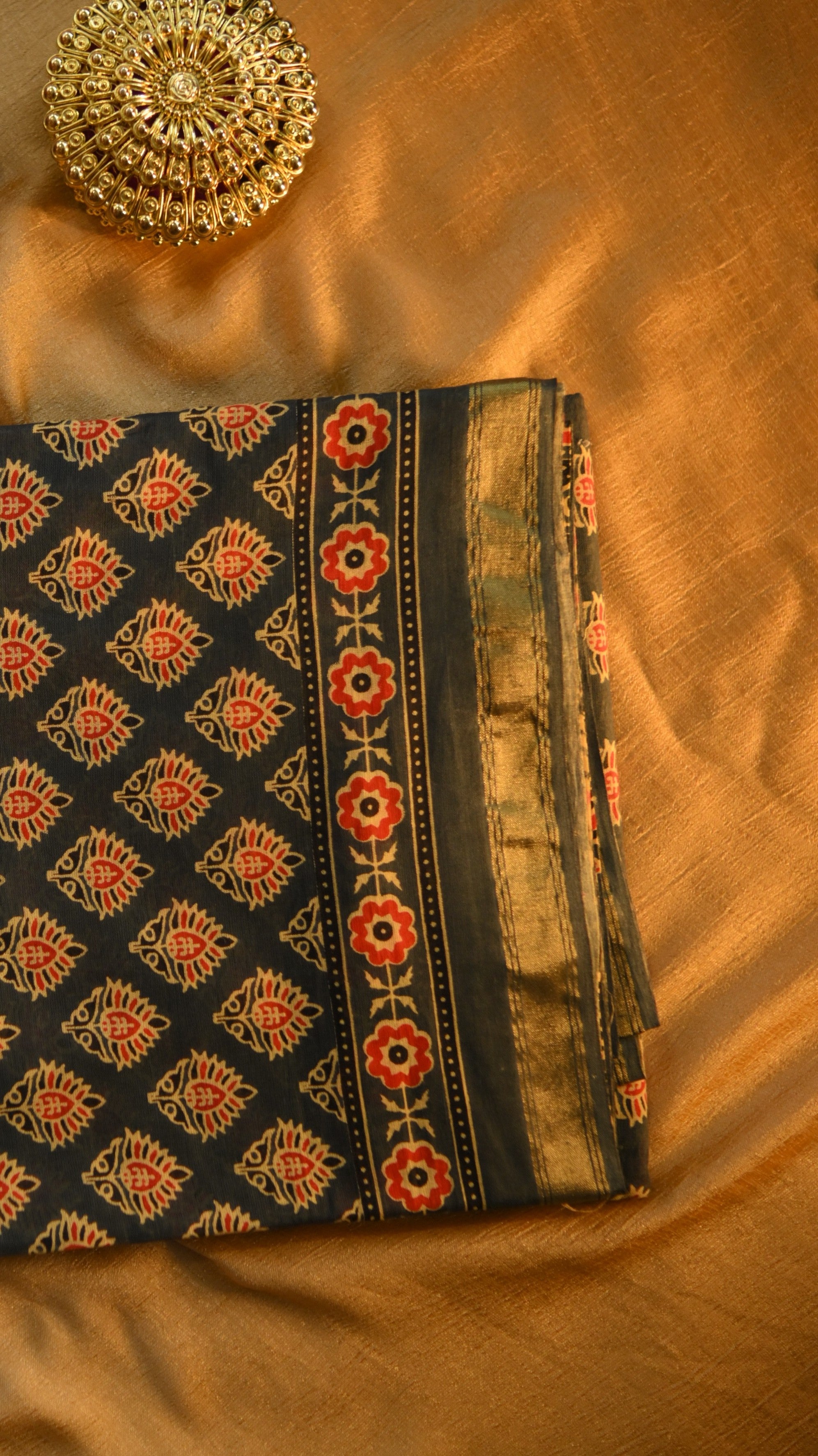 Cotton Jari Jaipur Screen Print Saree KM4B001