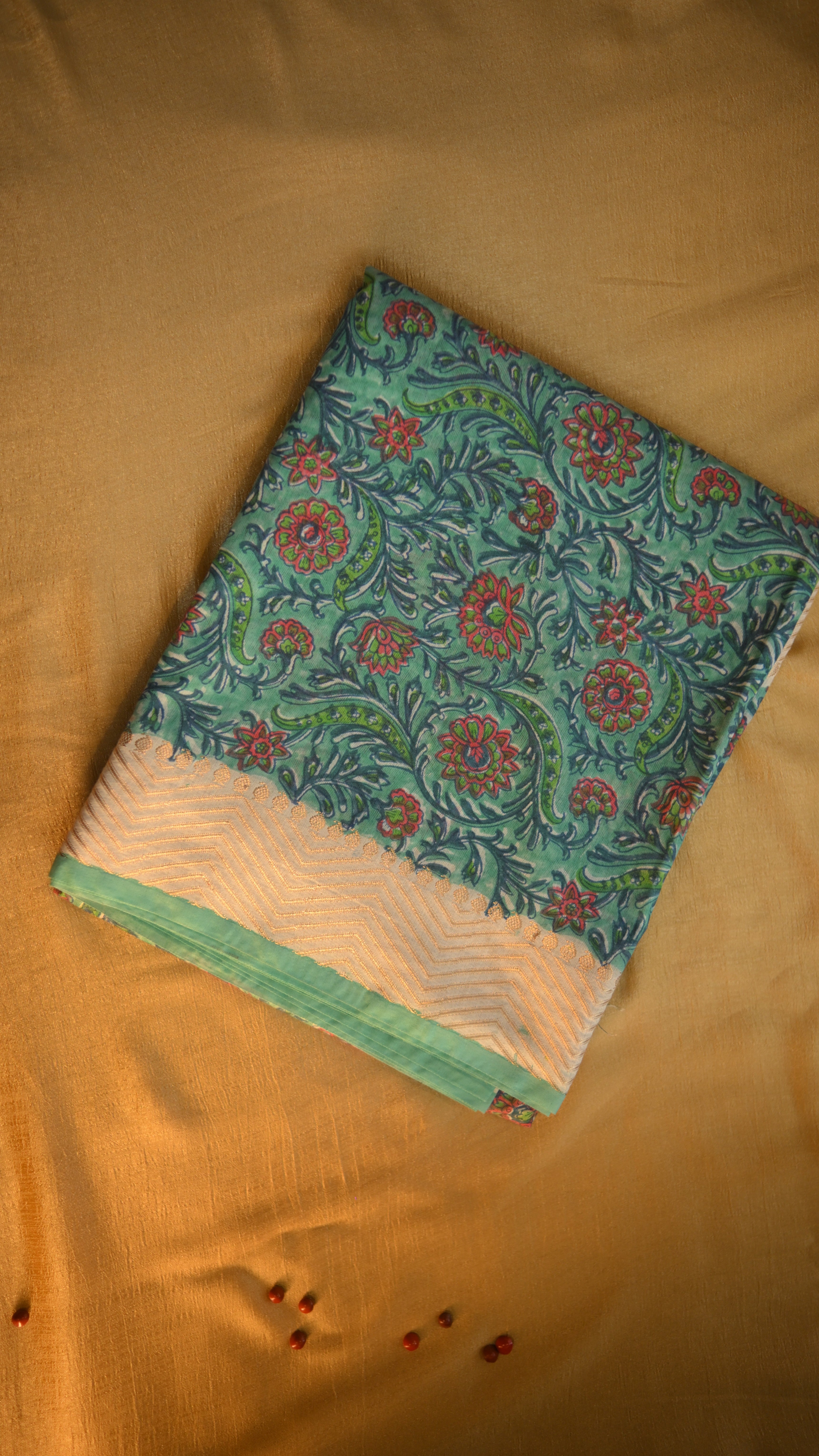 Maheshwari Art Silk Block Printed Saree - Sanganeri Print KM4B014