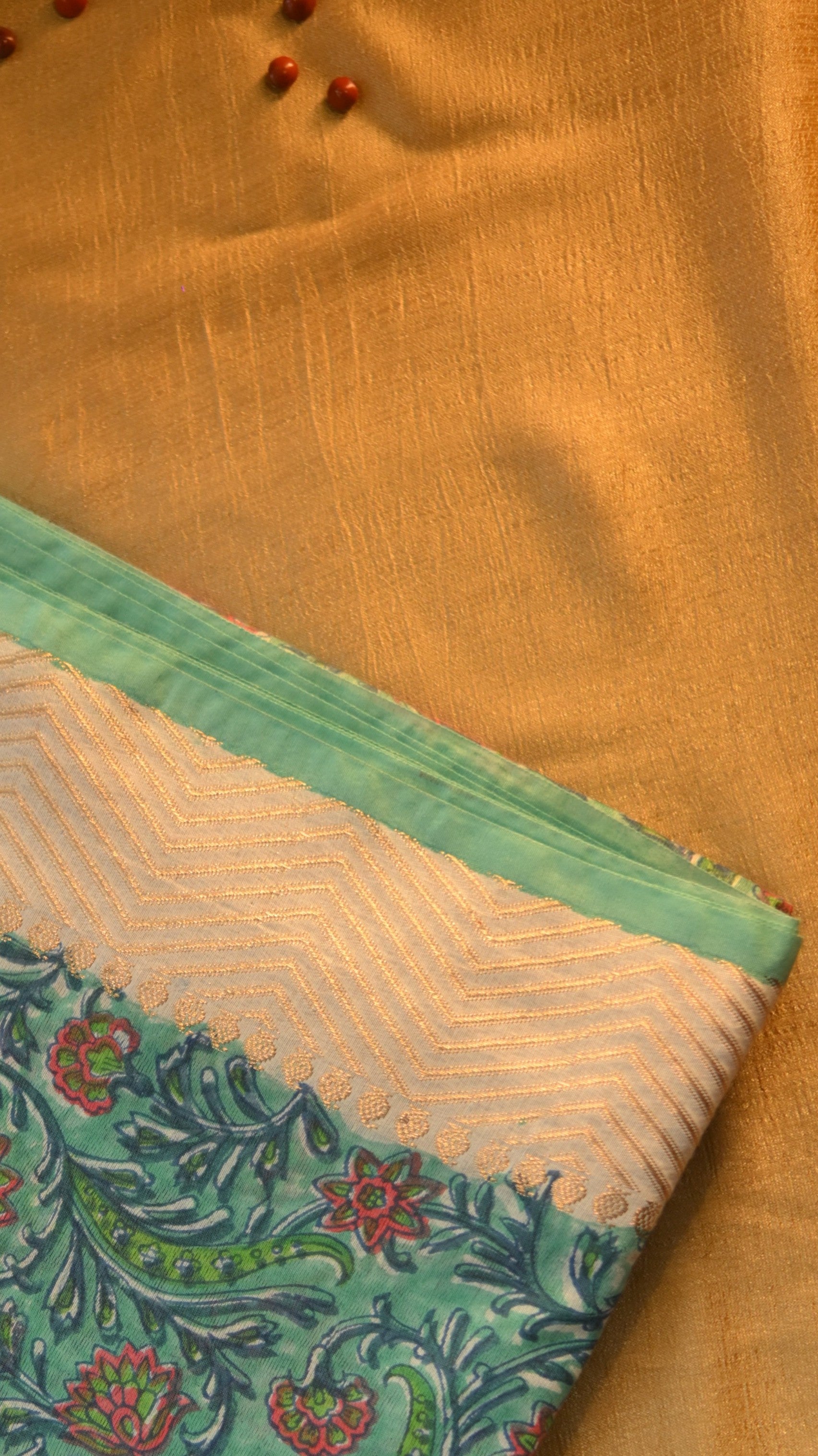 Maheshwari Art Silk Block Printed Saree - Sanganeri Print KM4B014