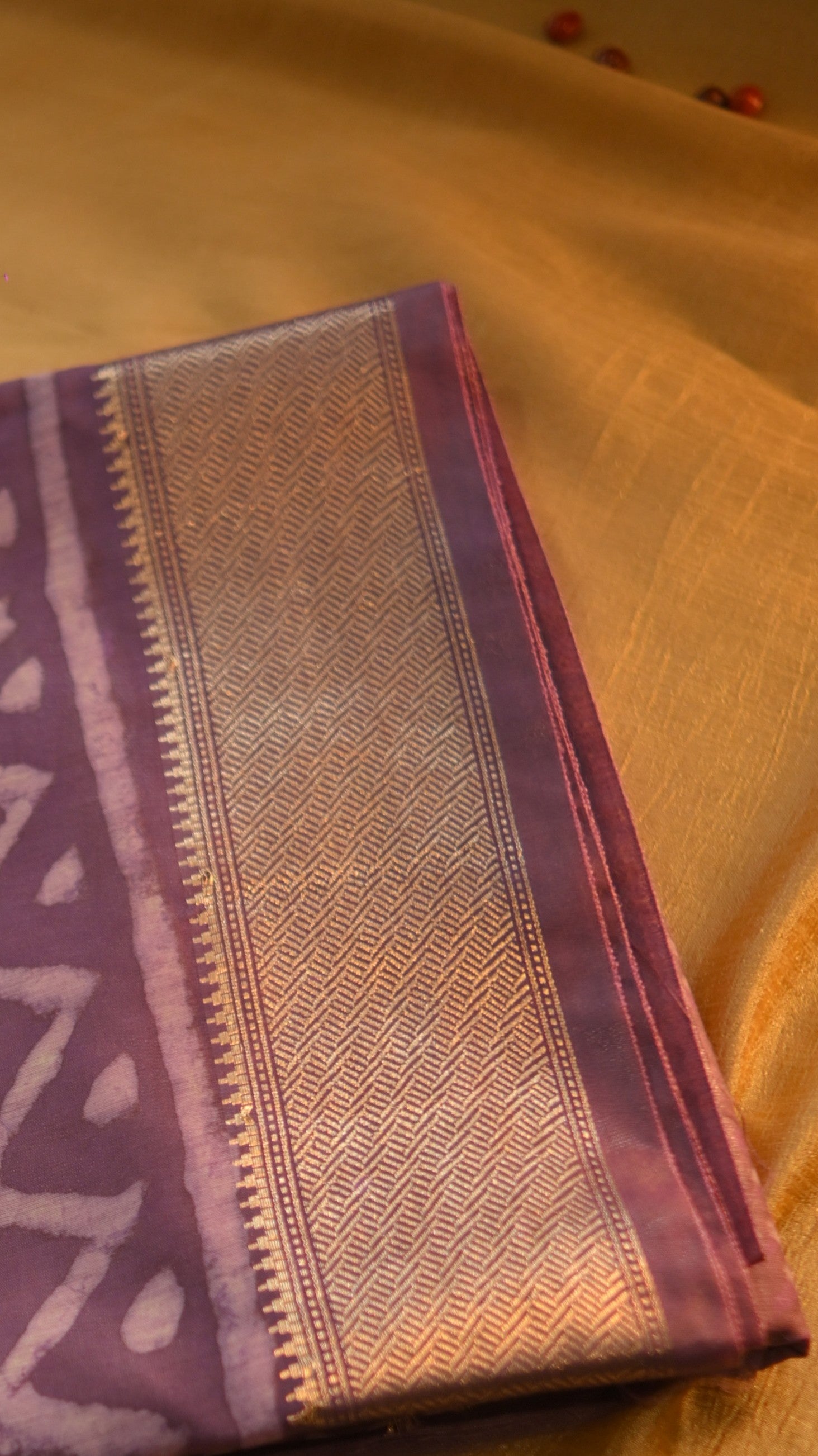 Maheshwari Art Silk Block Print Saree - Dabu Print KM4B007