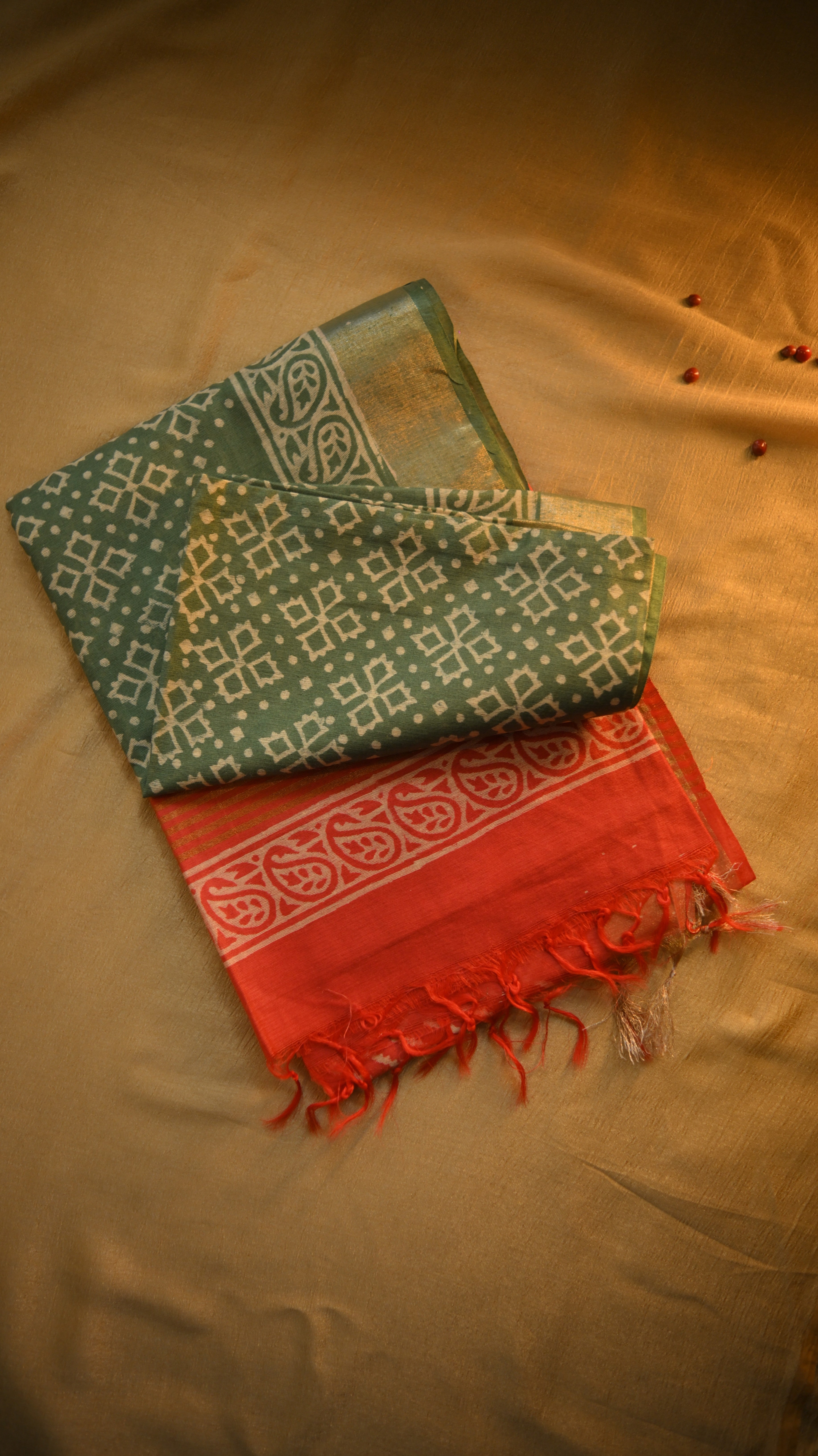 Handloom Baffta Block Printed Saree KM4B022