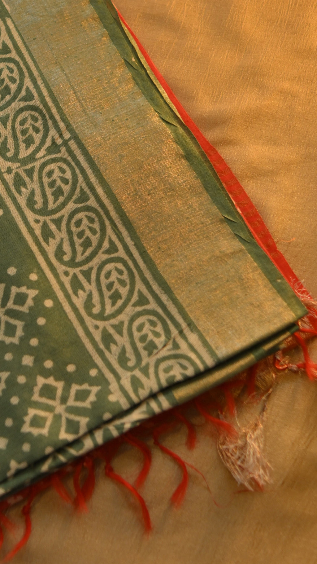 Handloom Baffta Block Printed Saree KM4B022