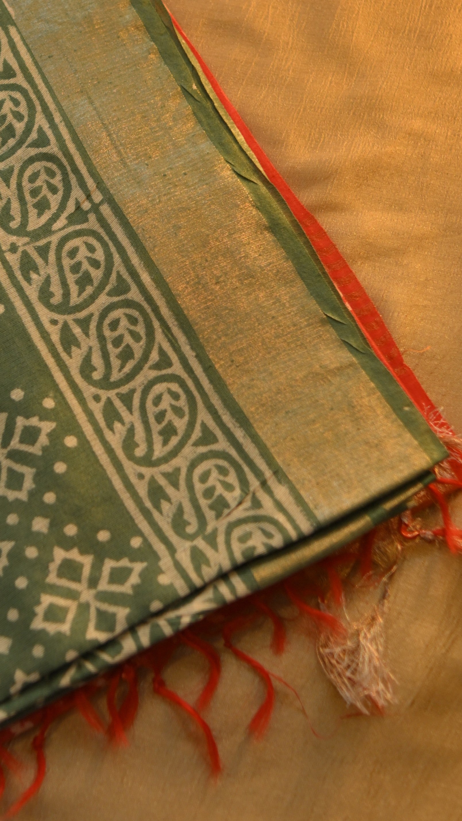 Handloom Baffta Block Printed Saree KM4B022