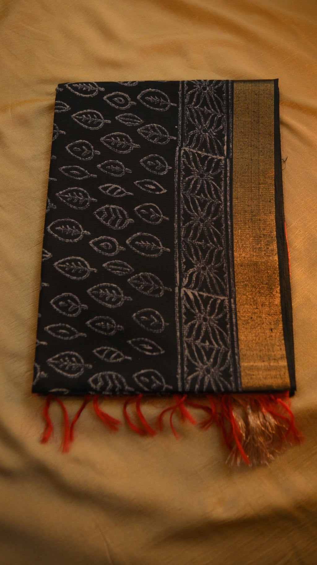 Handloom Baffta Block Printed Saree KM4B021