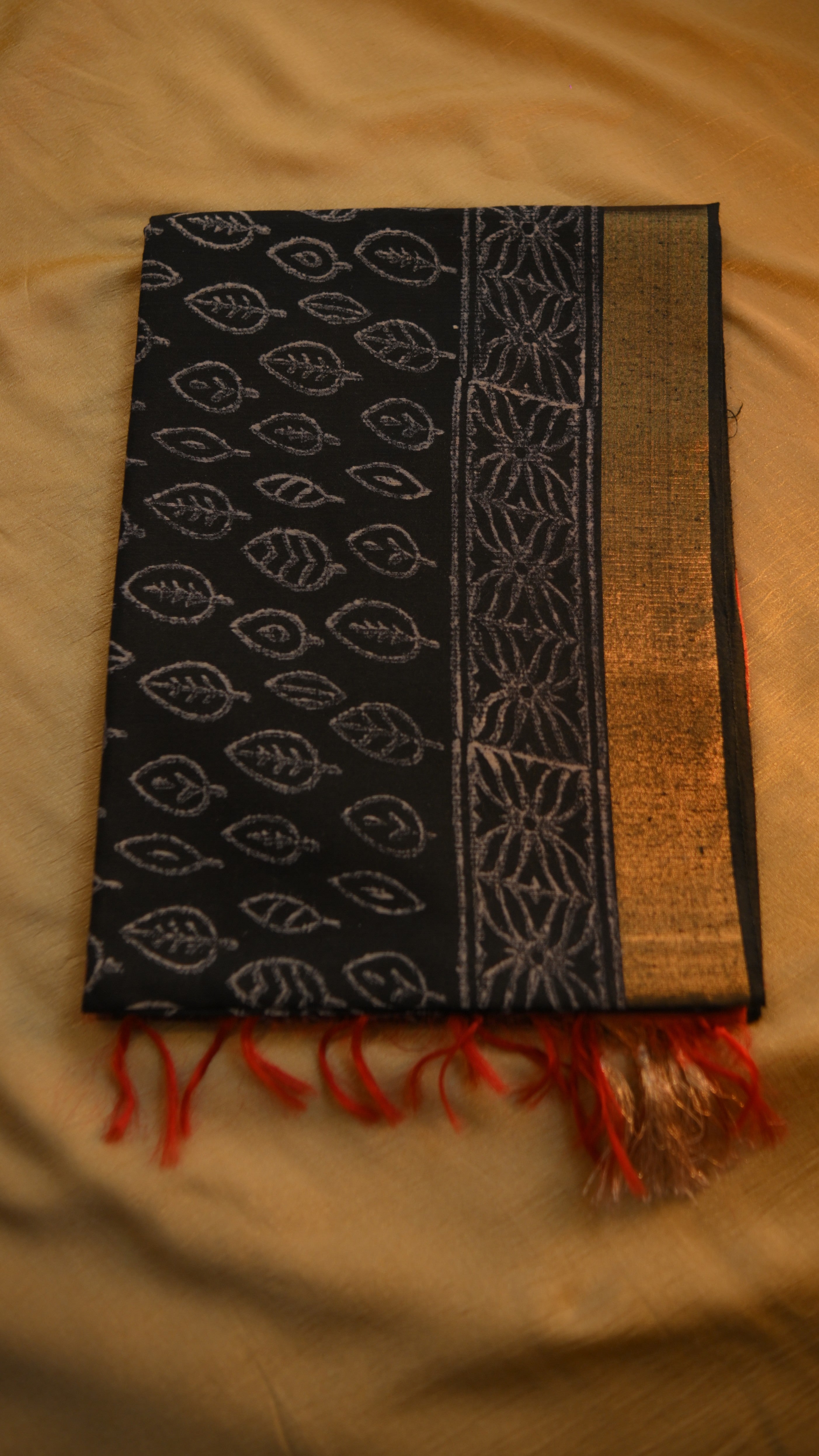 Handloom Baffta Block Printed Saree KM4B021