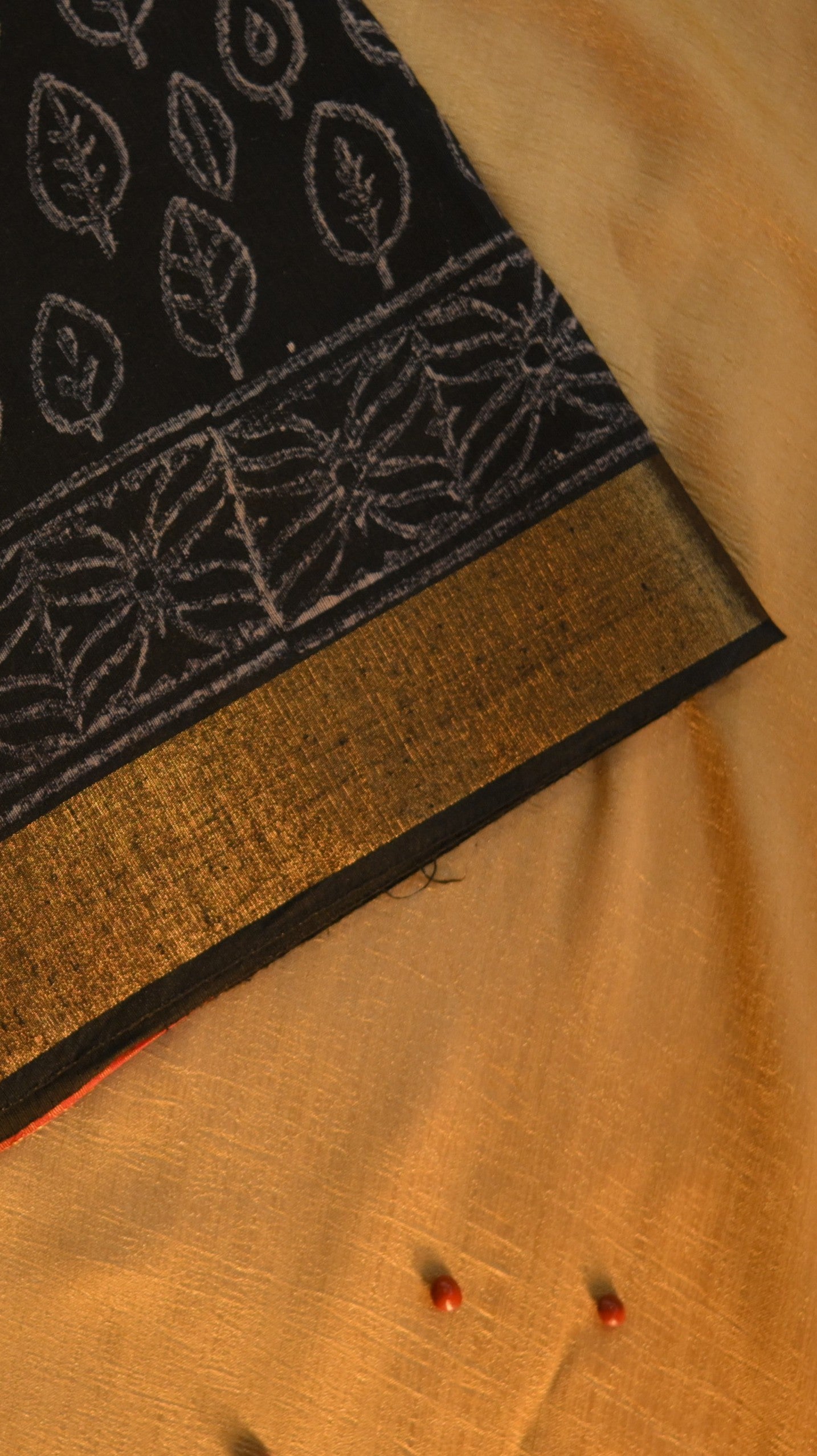 Handloom Baffta Block Printed Saree KM4B021