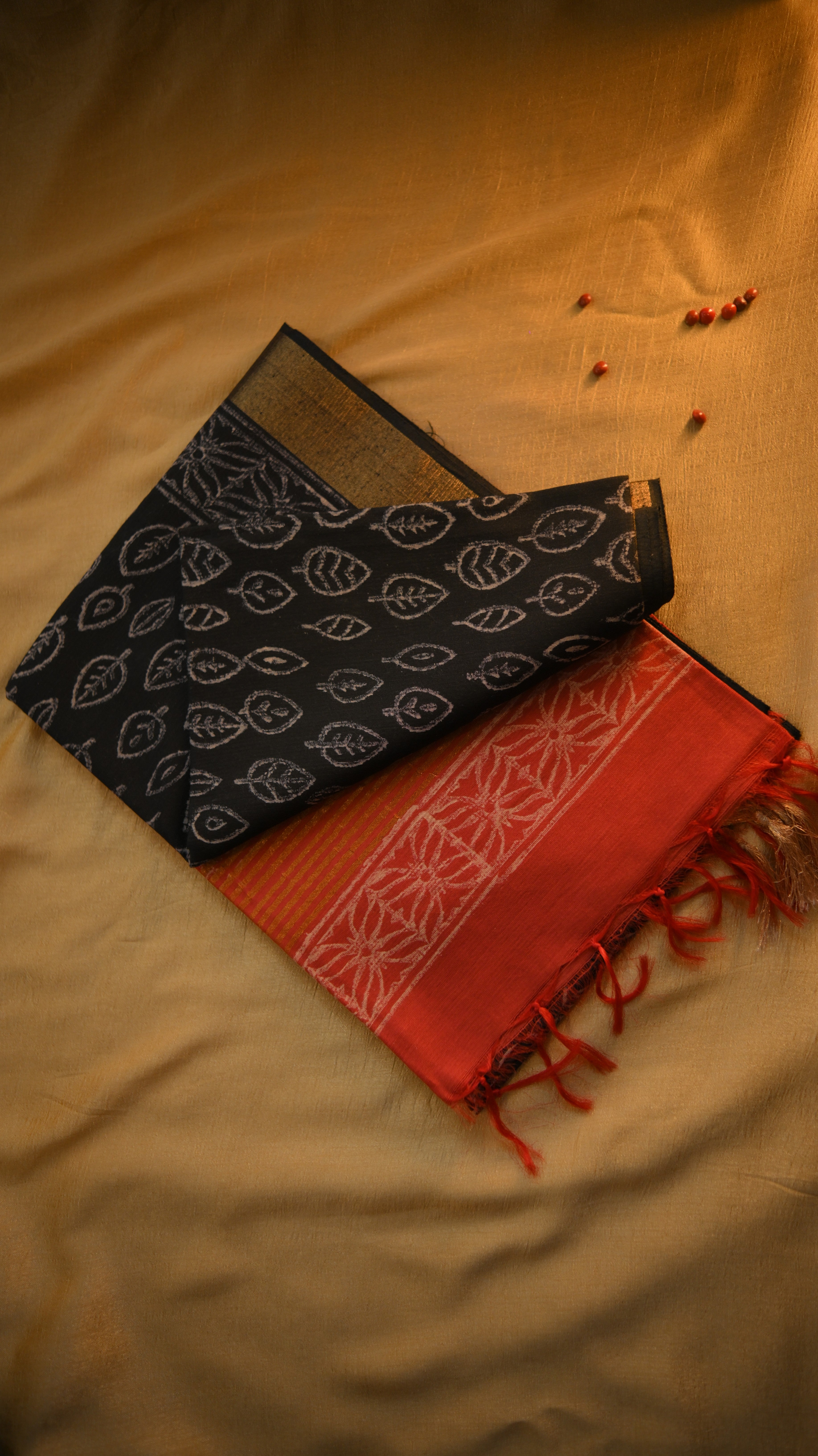 Handloom Baffta Block Printed Saree KM4B021