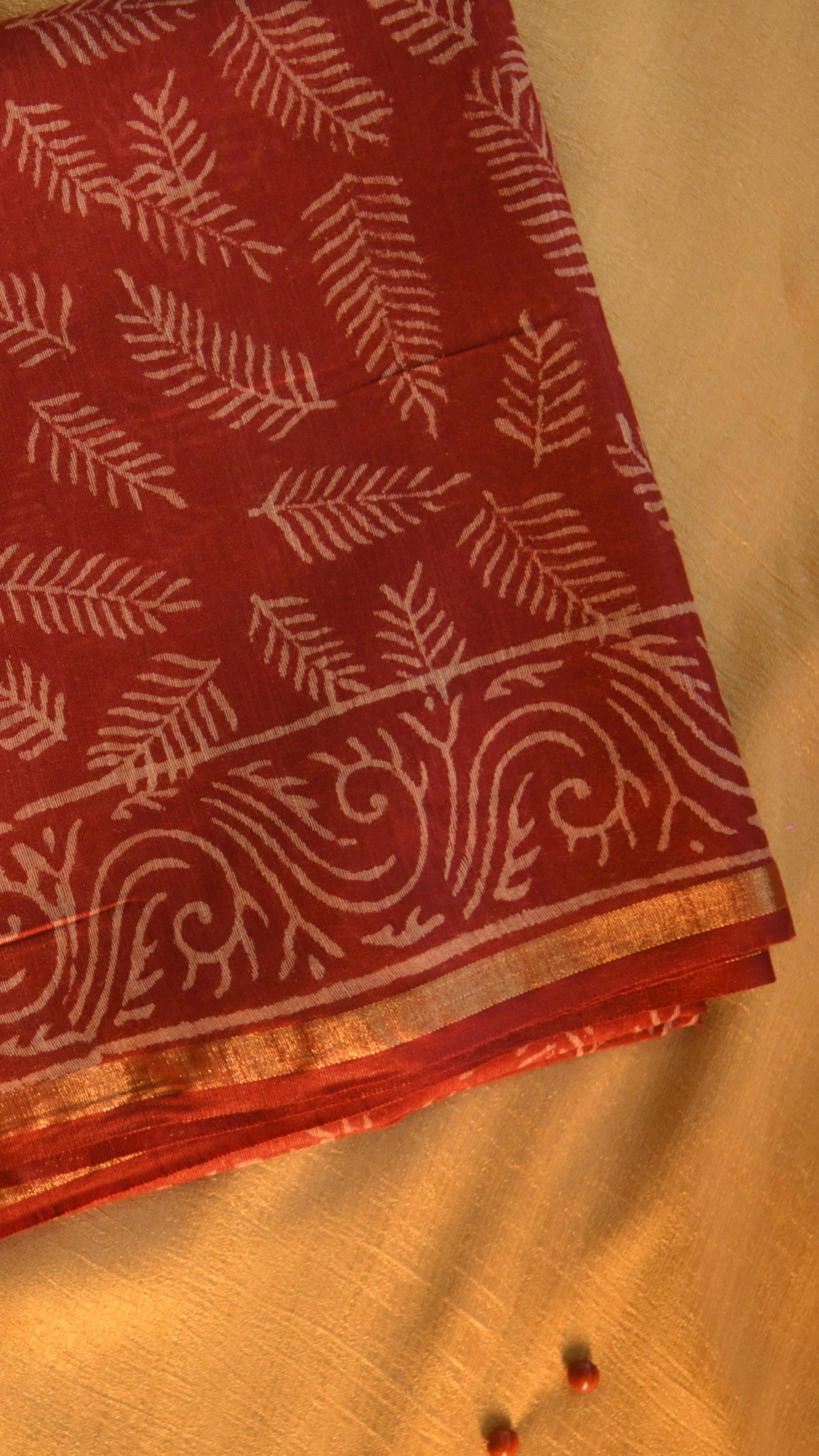 Handloom Art Silk Block Printed Saree KM4B029