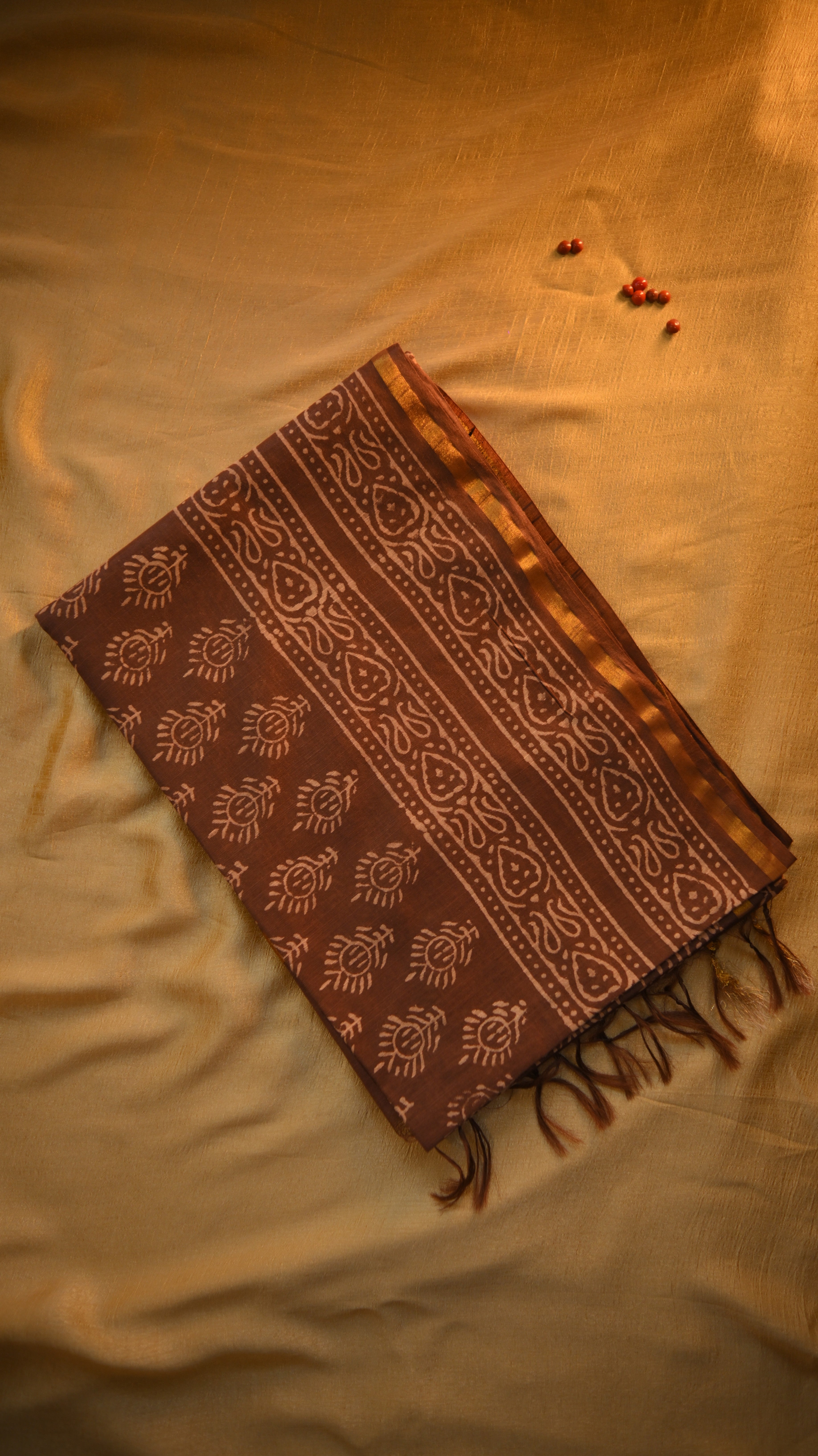 Handloom Art Silk Block Printed Saree KM4B019