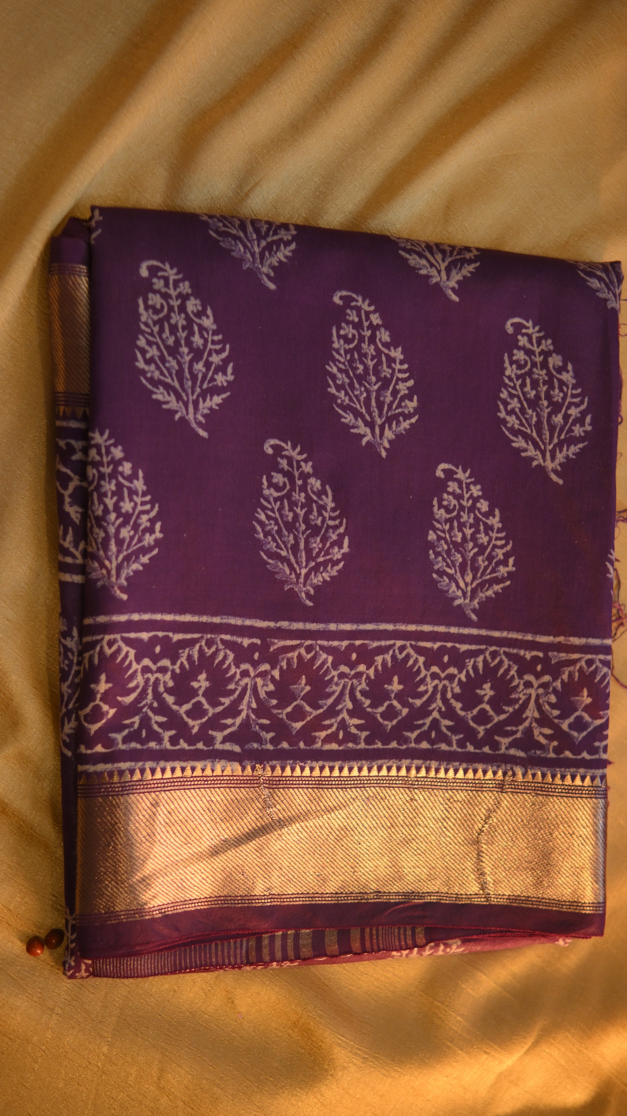 Maheshwari Art Silk Block Printed Saree KM4B011