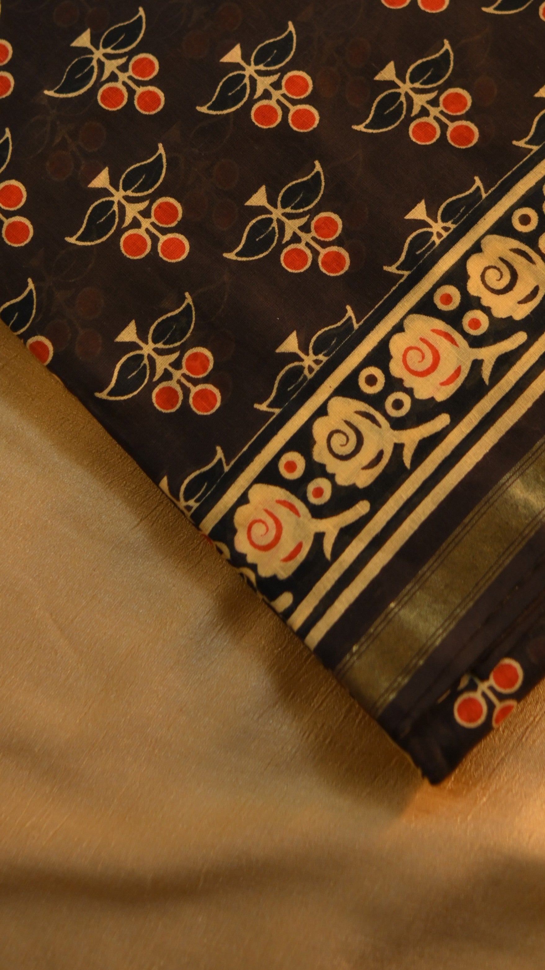 Cotton Jari Jaipur Screen Print Saree KM4B002