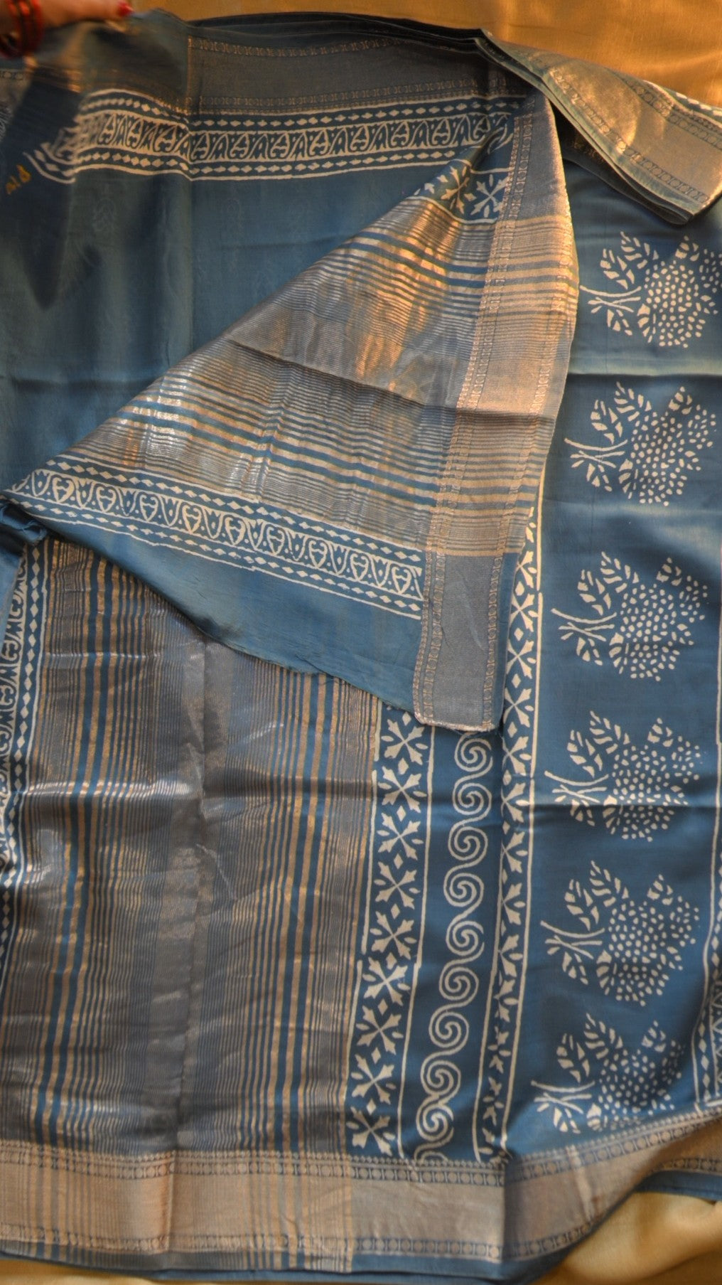 Maheshwari Art Silk Block Printed Saree KM4B009