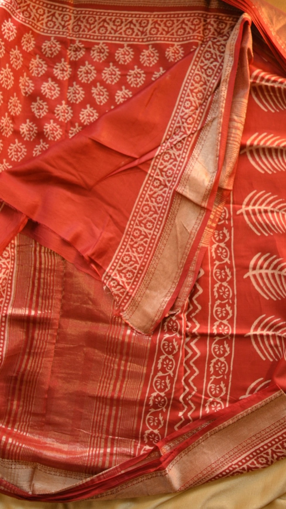 Maheshwari Art Silk Block Printed Saree KM4B010