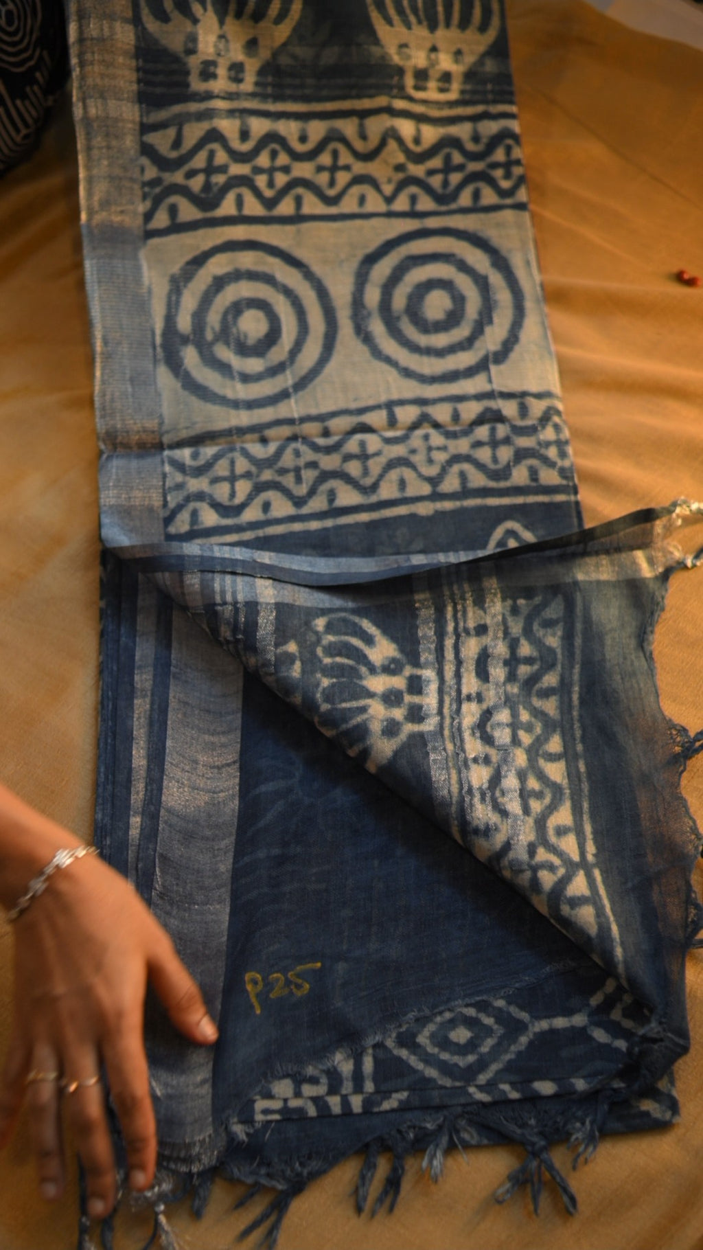 Art Linen Bagru/Dabu Print Saree KM4B018