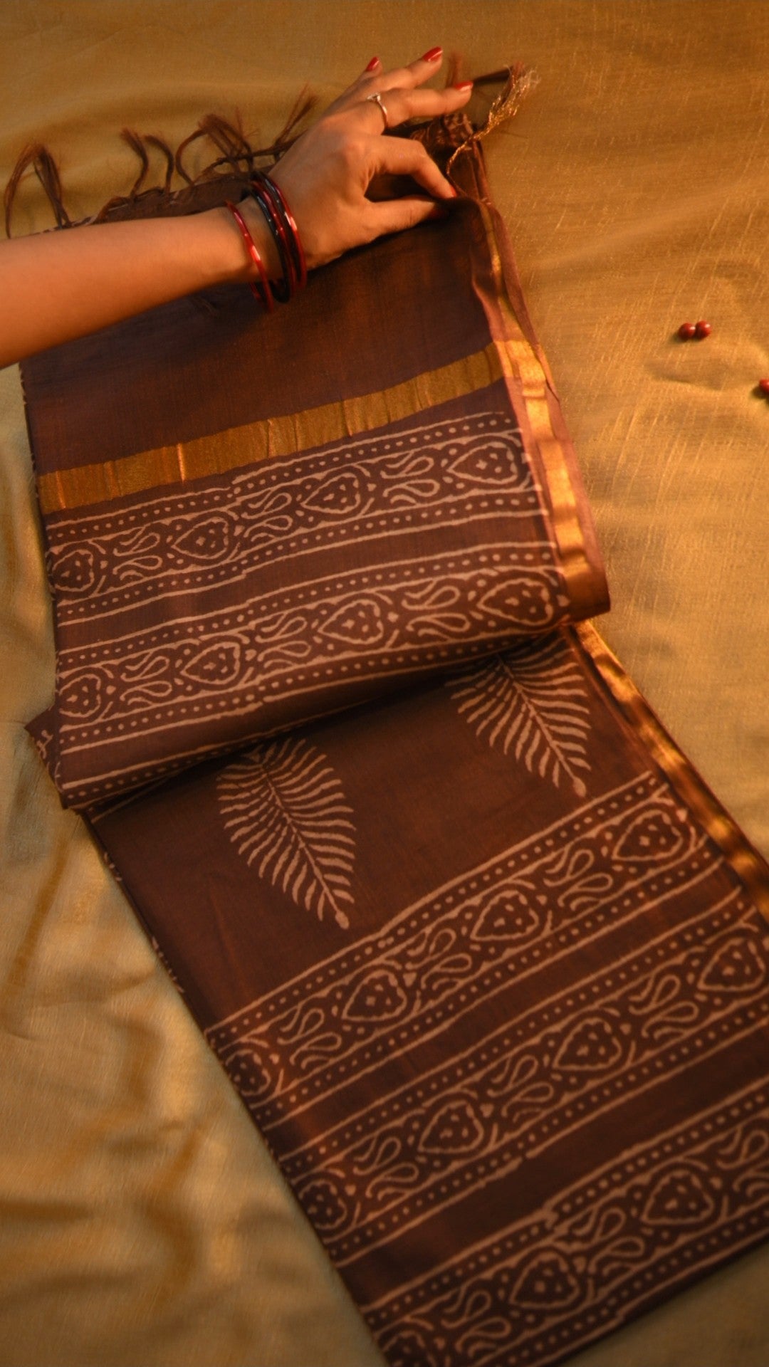 Handloom Art Silk Block Printed Saree KM4B019