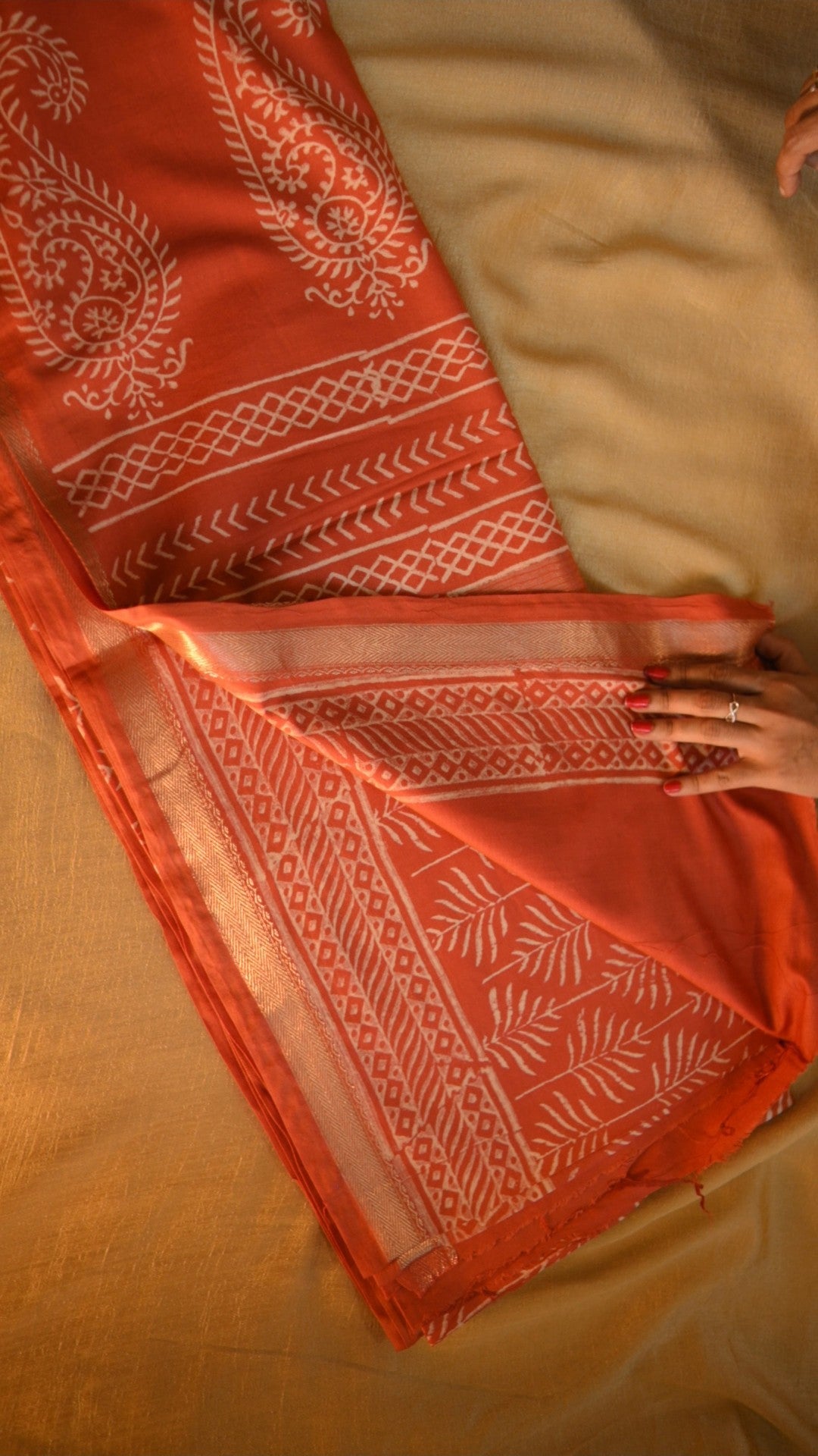 Cotton Modal Block Printed Saree KM4B020