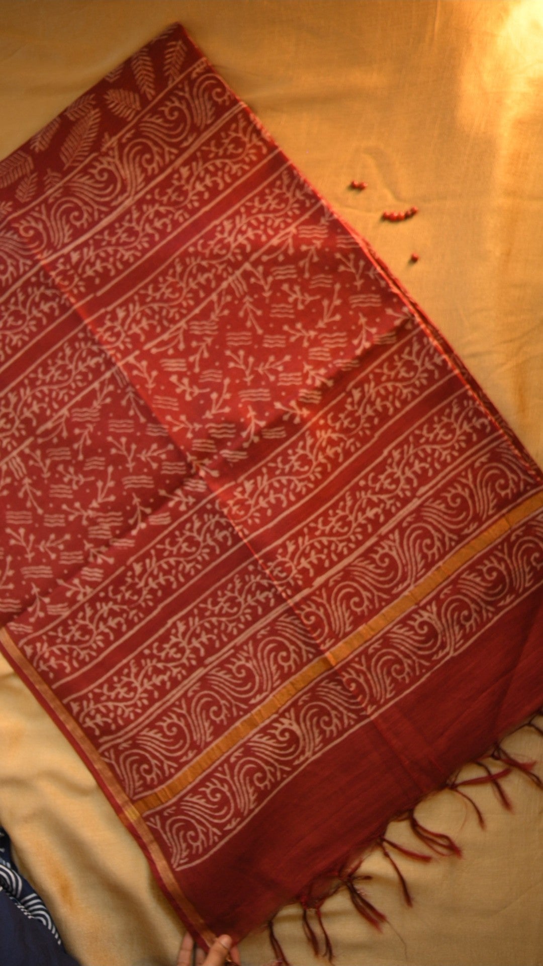 Handloom Art Silk Block Printed Saree KM4B029