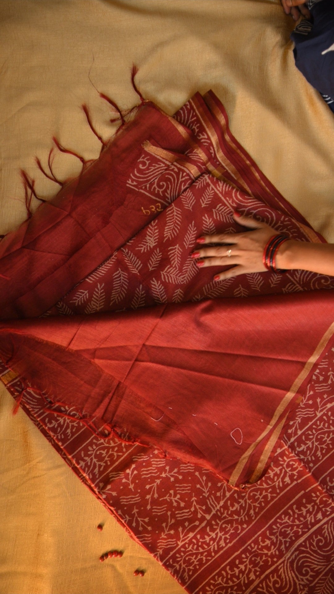 Handloom Art Silk Block Printed Saree KM4B029